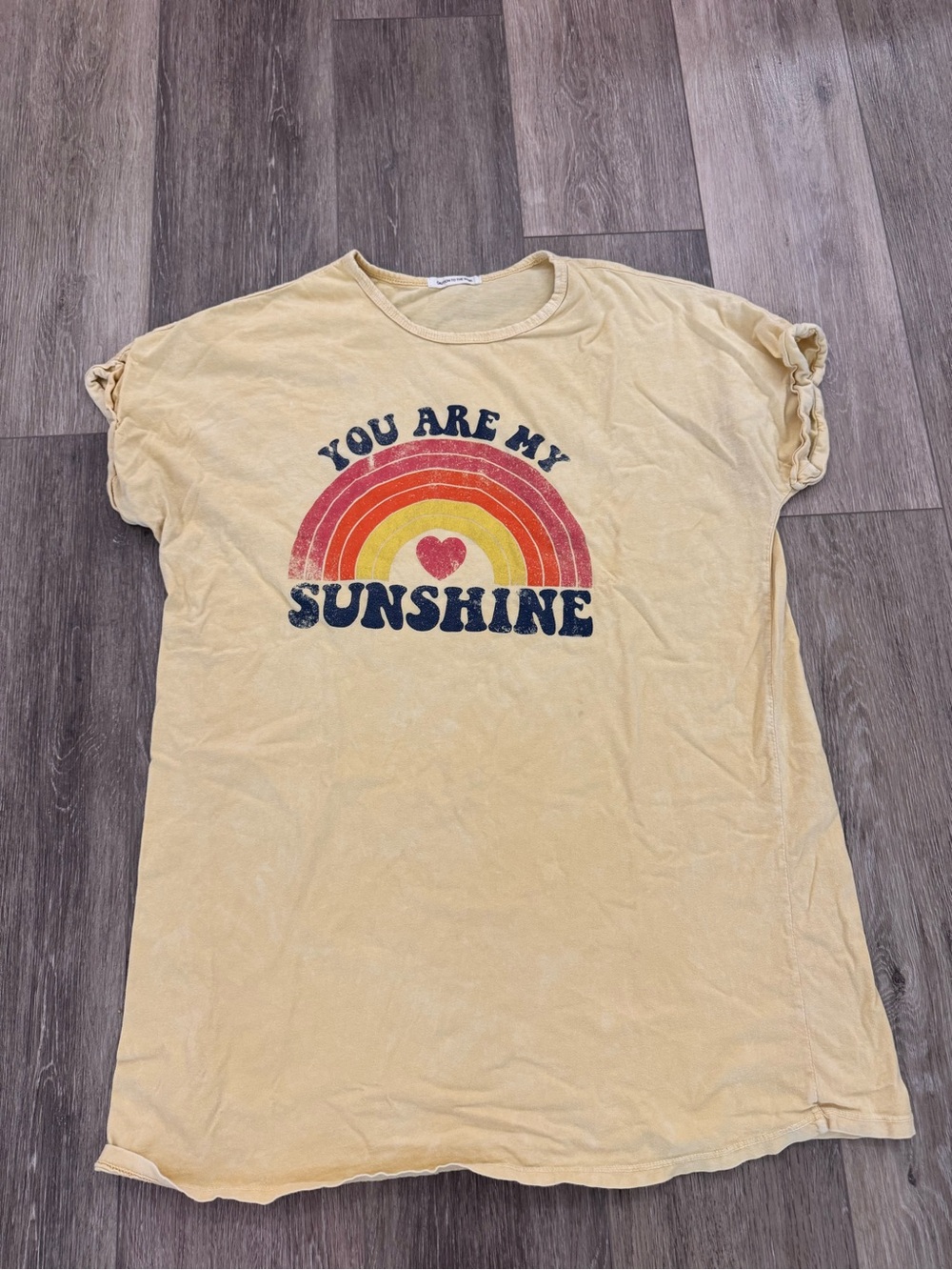 Woman's TShirt Dress Yellow "You Are My Sunshine"